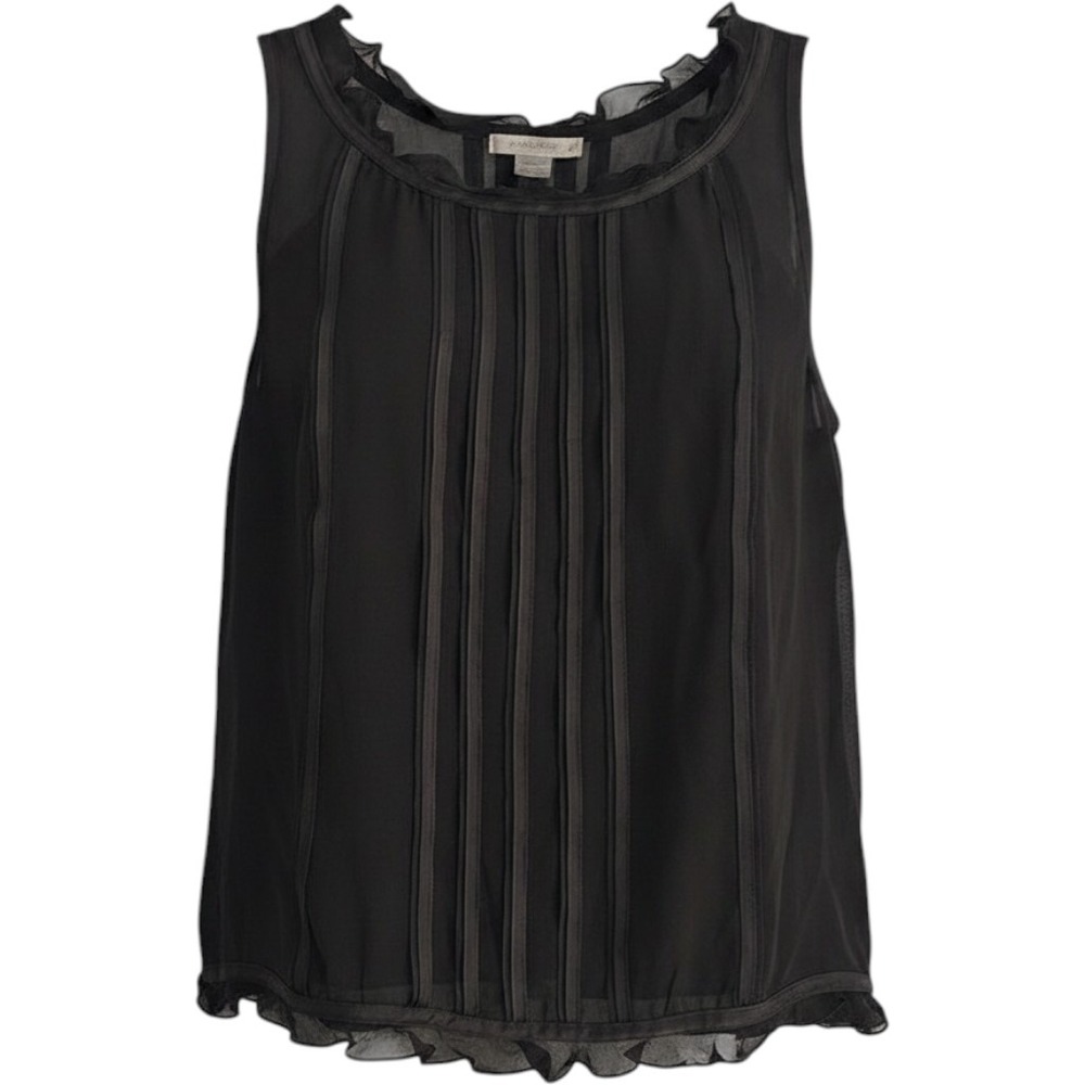 Ann Taylor 100% Silk sheer over poly tank sleeveless blouse Size 8 side zip